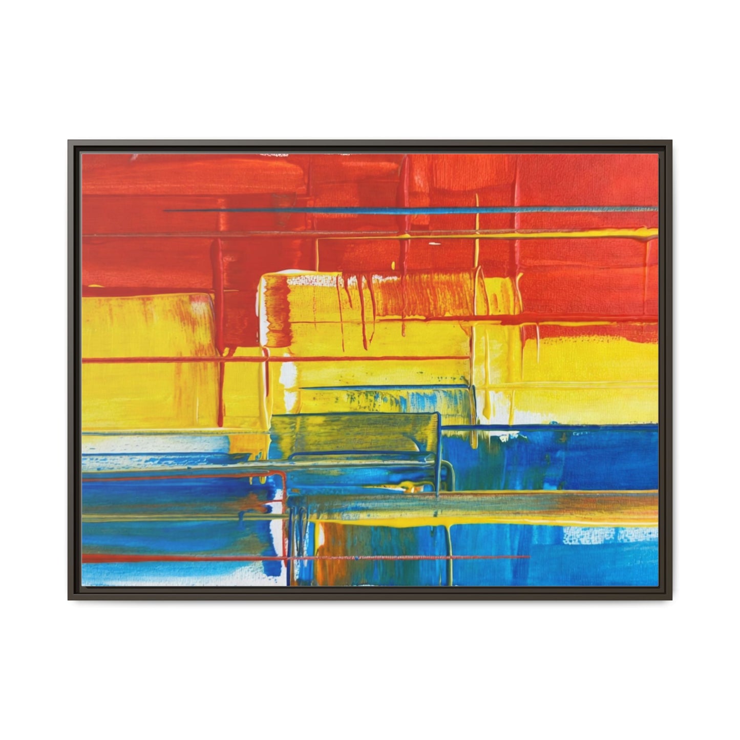 Abstract Multi-Color Framed Canvas Art — Modern Geometric Wall Decor