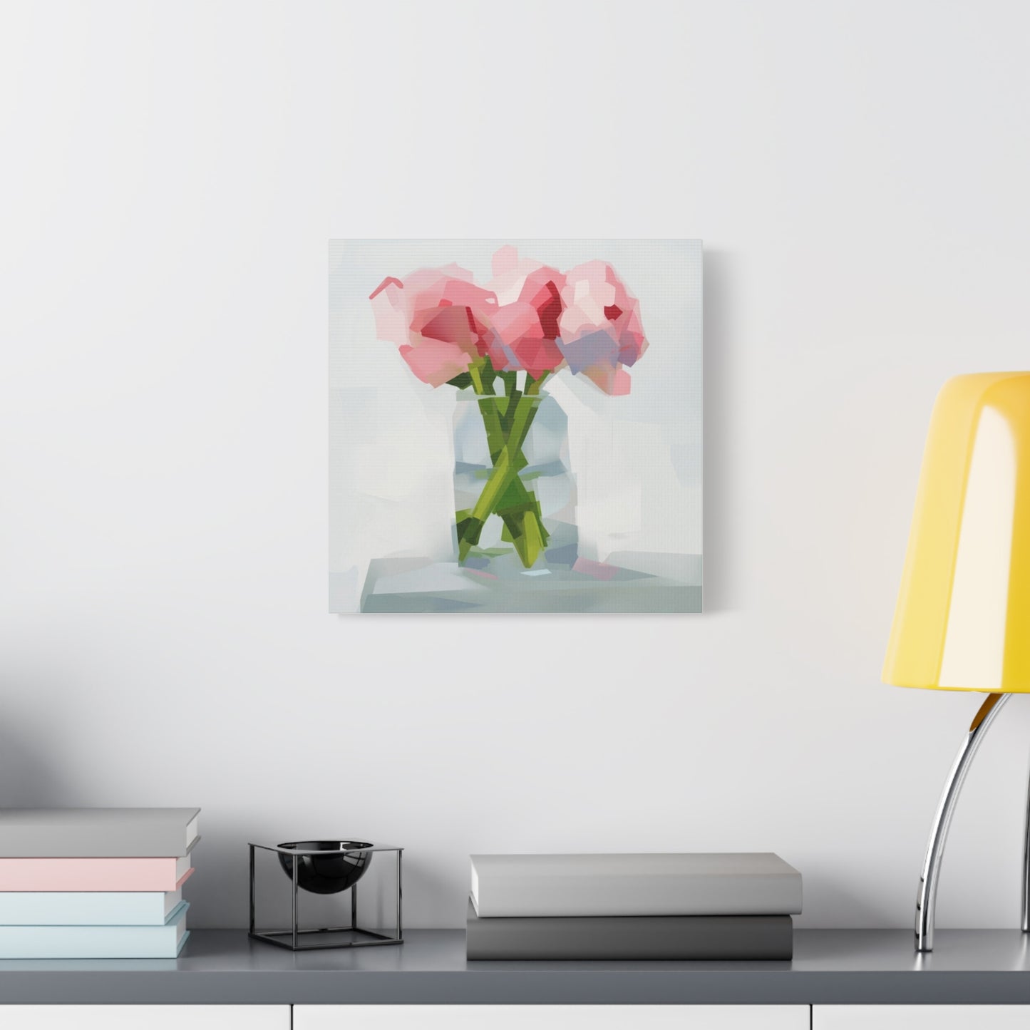 Pink Peonies Vase Canvas Art — Stretched Matte Wall Decor