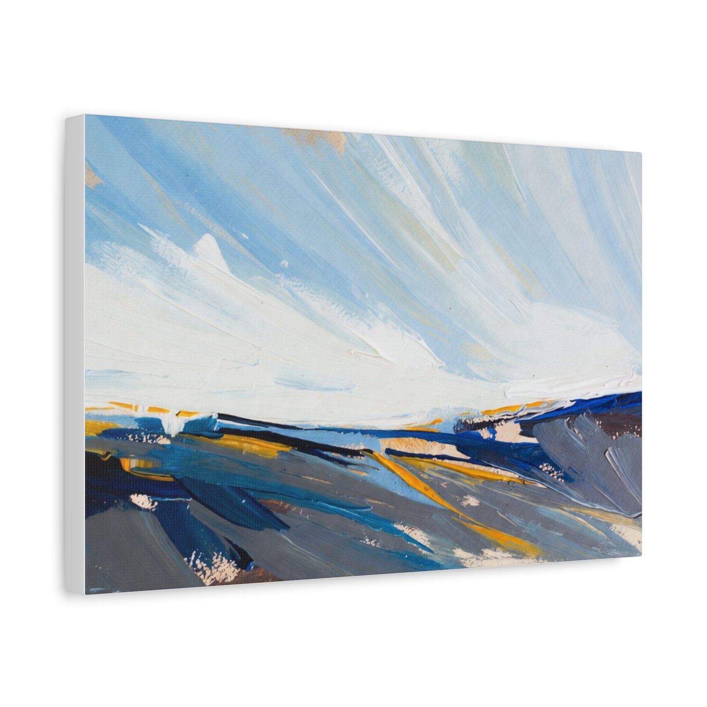 Abstract Coastal Landscape Canvas Print — Blue Sky Seascape Wall Art
