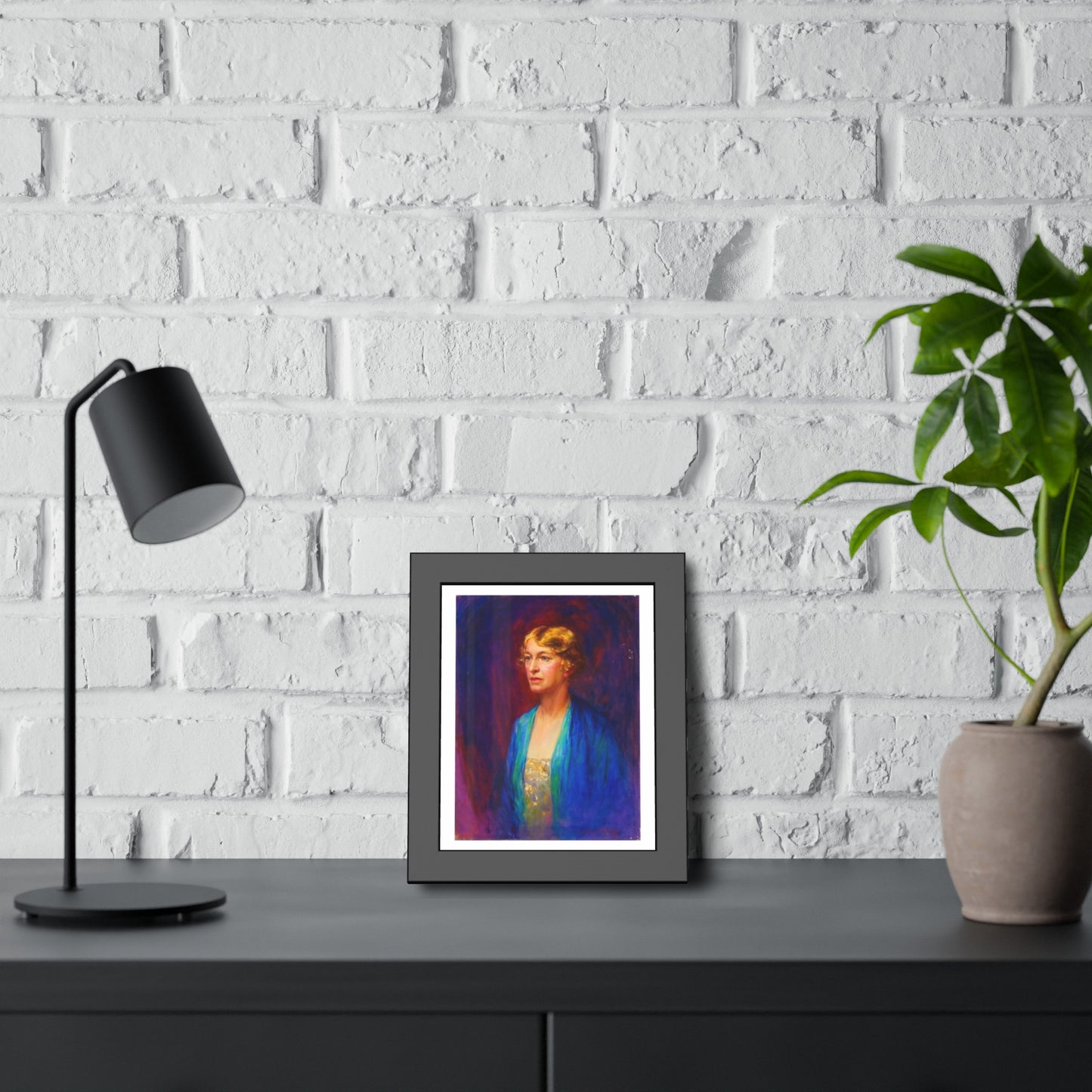 Framed Portrait Poster — Vintage Woman Oil-Style Art Print