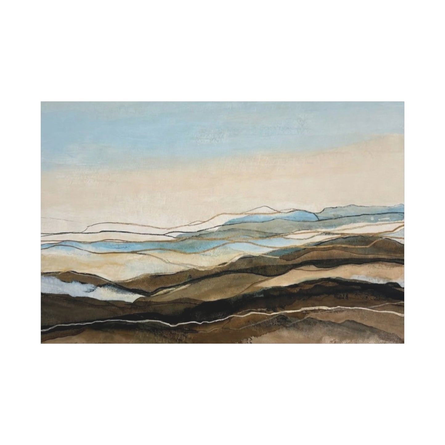 Abstract Coastal Landscape Matte Canvas – Stretched Wall Art