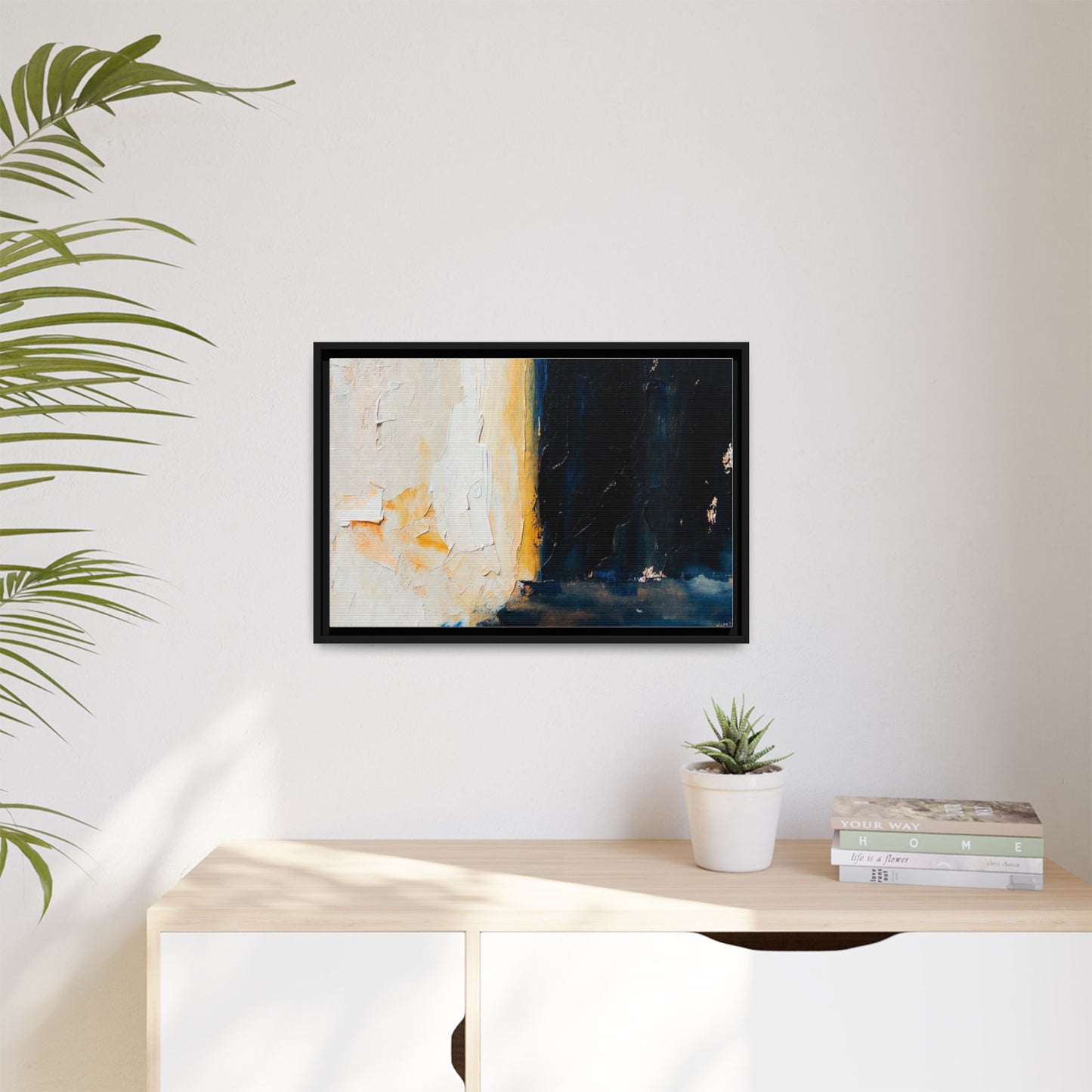 Abstract Coastal Texture Framed Canvas Art — Matte Multi-Color Wall Print