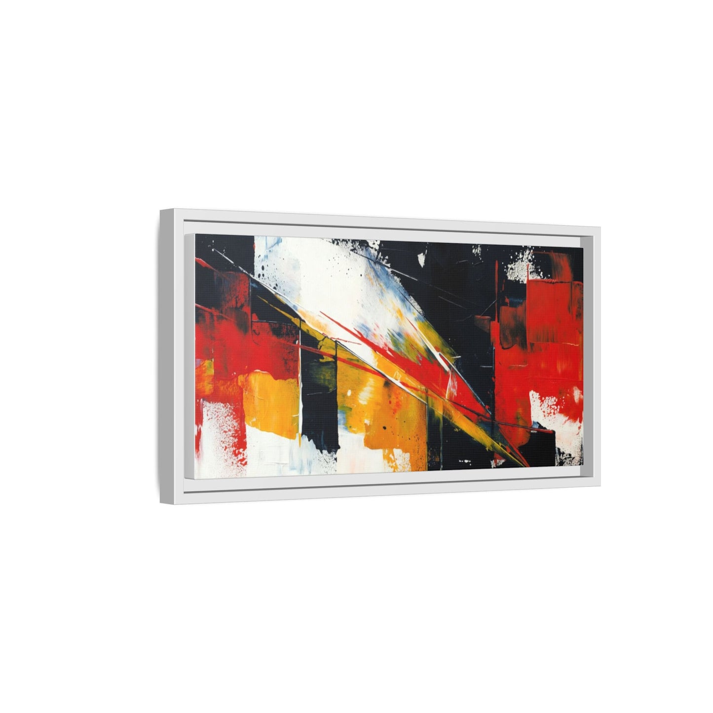 Abstract Red & Black Framed Canvas Print — Modern Geometric Wall Art