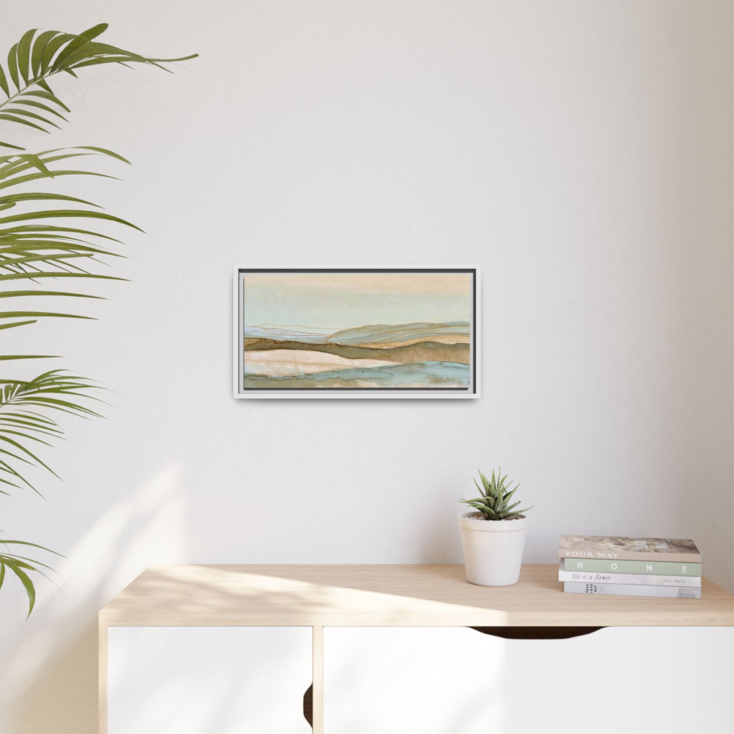 Framed Matte Canvas Coastal Abstract Landscape Wall Art