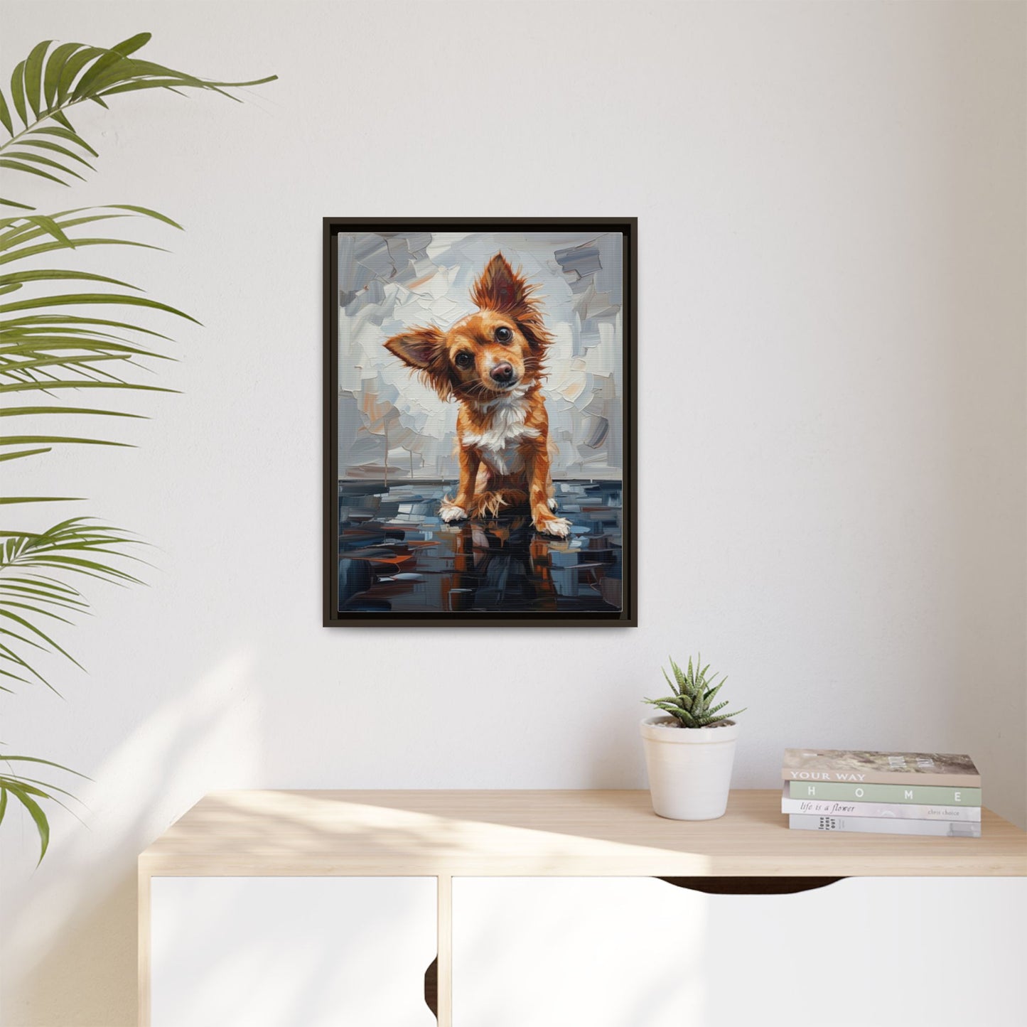 Framed Matte Canvas Print — Playful Brown Dog Portrait