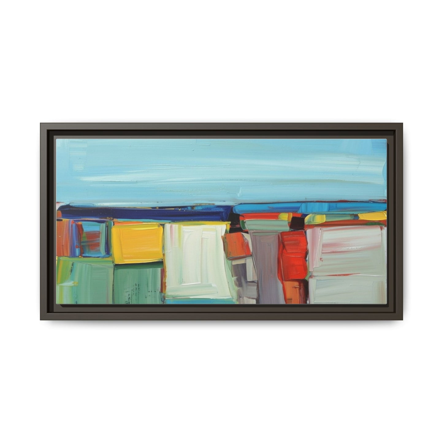 Abstract Coastal Blocks Matte Canvas Print (Framed)