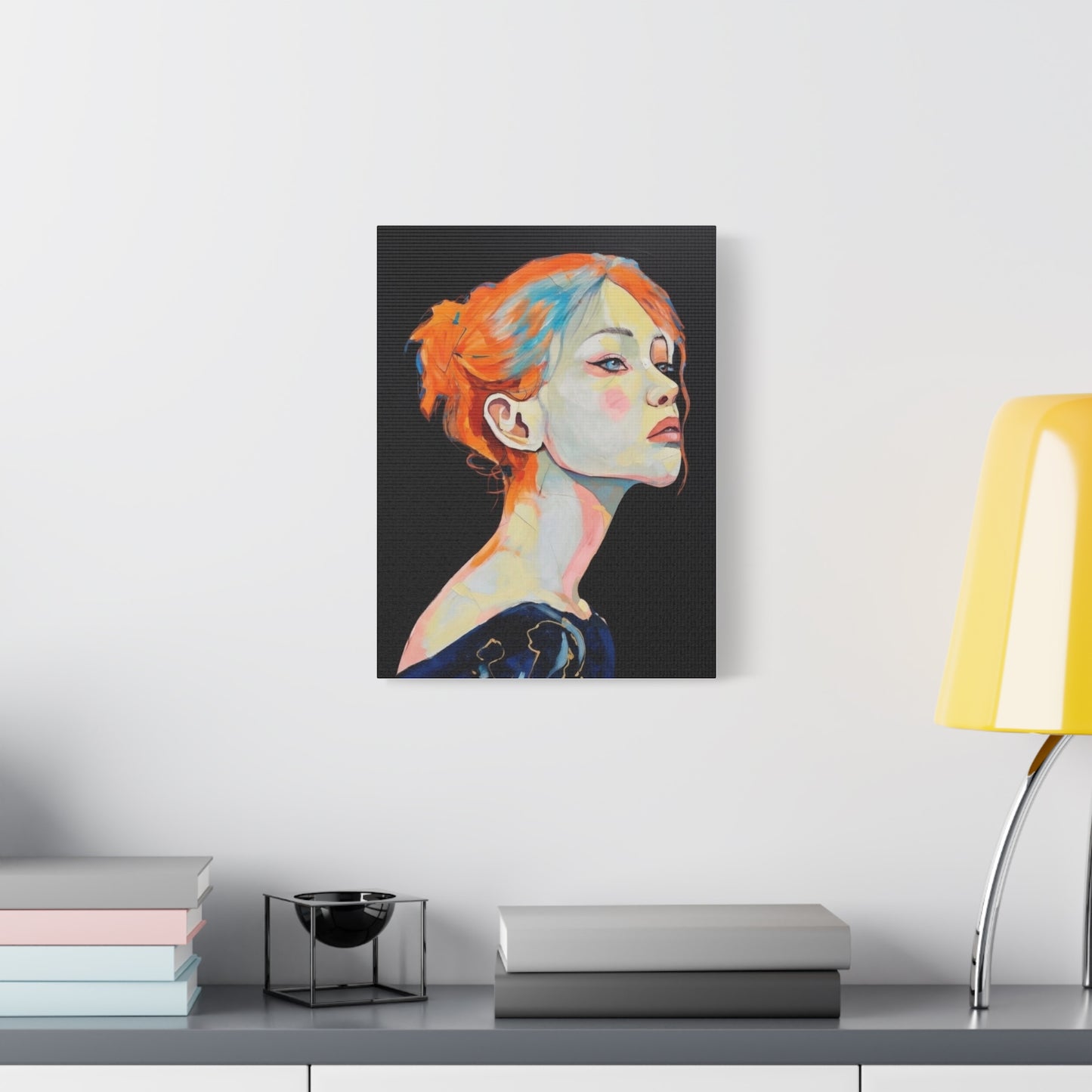 Contemplative Portrait Matte Canvas Wall Art — Colorful Female Profile Painting