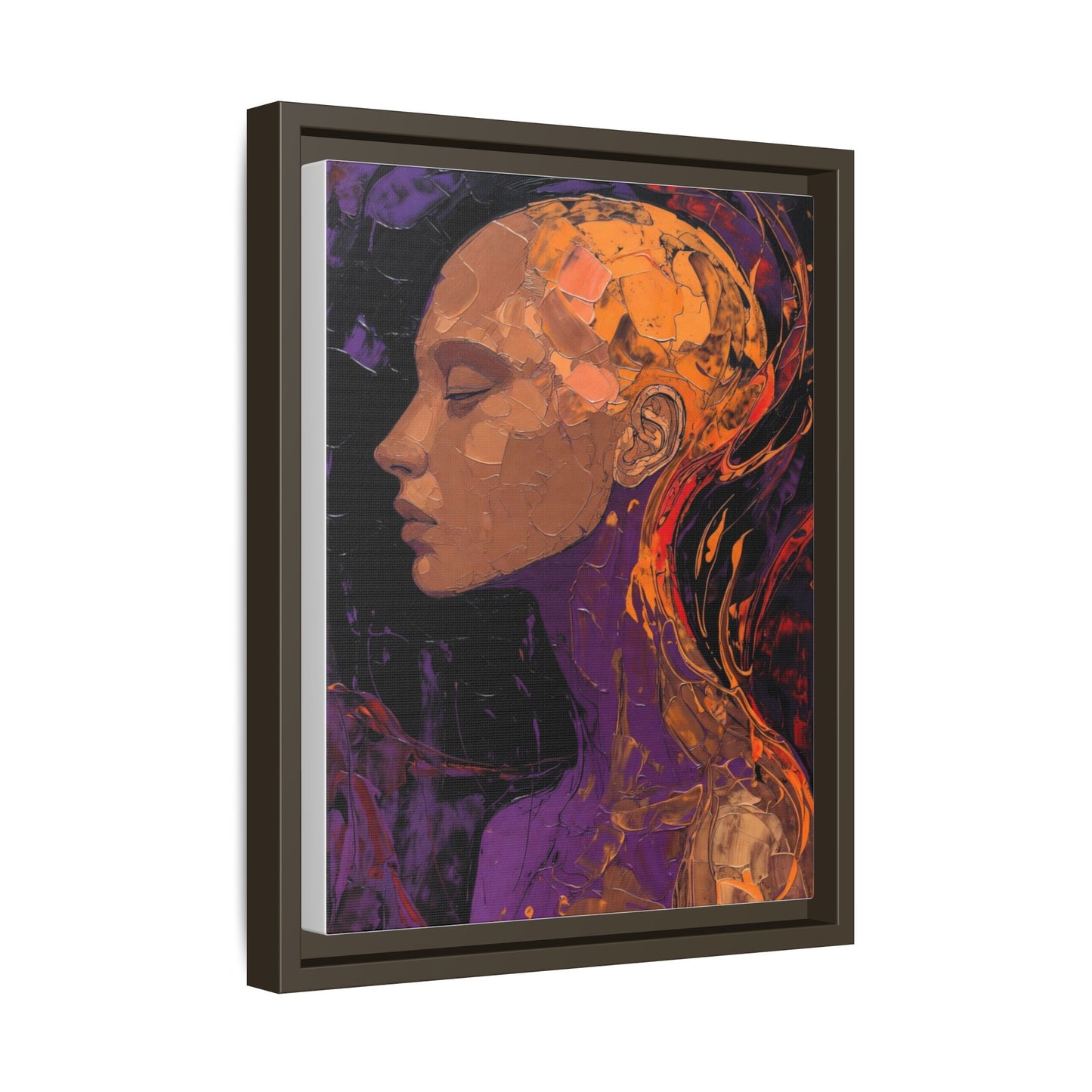 Abstract Profile Portrait Matte Framed Canvas — Multicolor Feminine Art Print