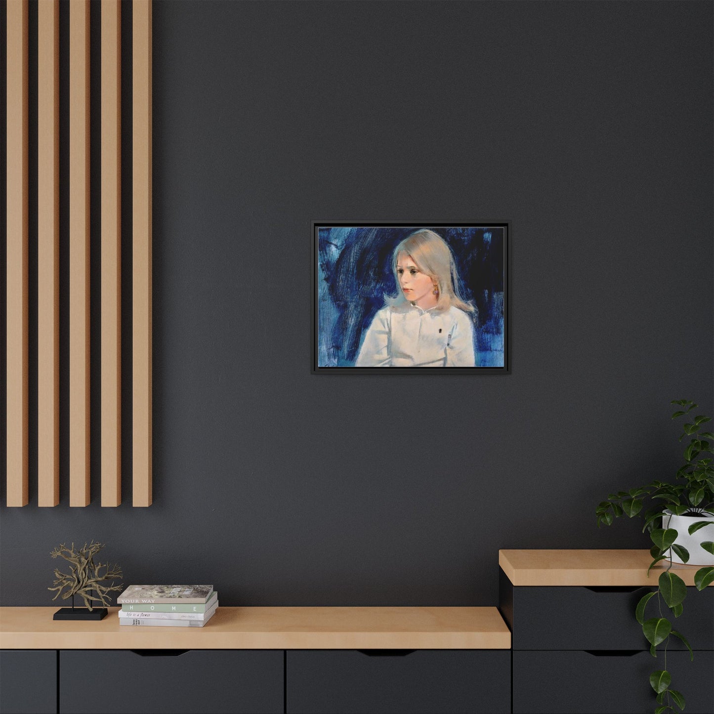 Painting of girl by Unknown Artist Framed Matte Canvas Classic Wall Art