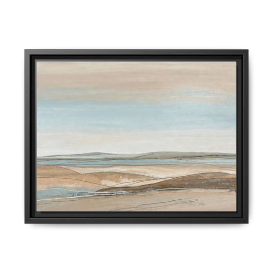 Framed Abstract Landscape Matte Canvas — Serene Coastal Horizon Wall Art