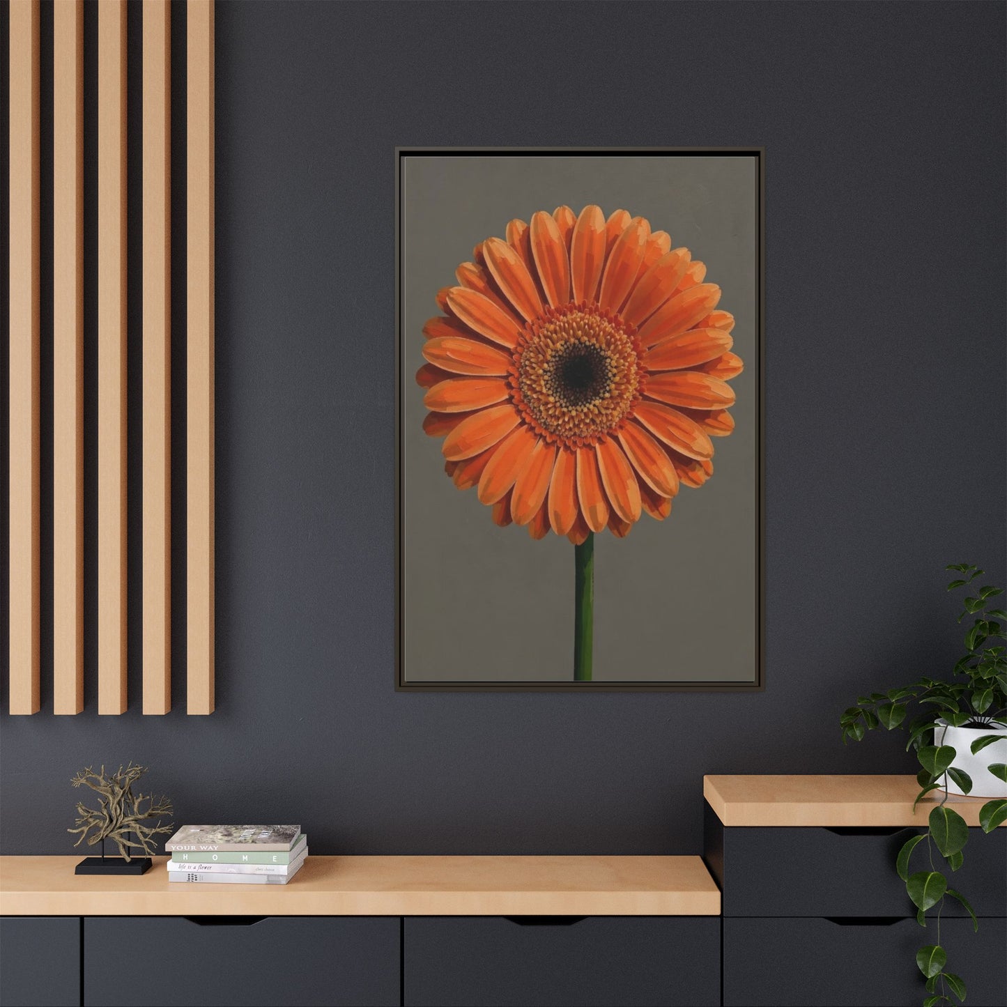 Orange Gerbera Daisy Matte Canvas Print (Framed)