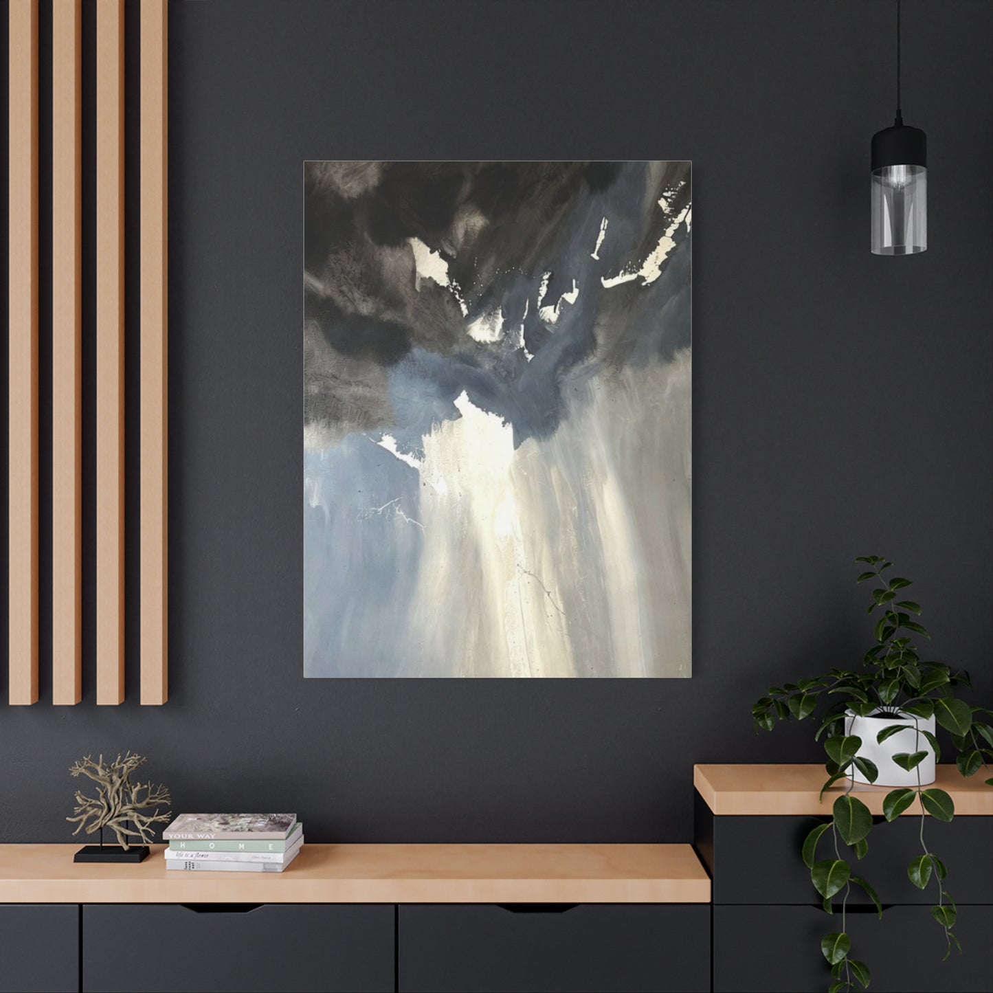 Abstract Storm Canvas Print — Dramatic Blue & Gray Matte Wall Art