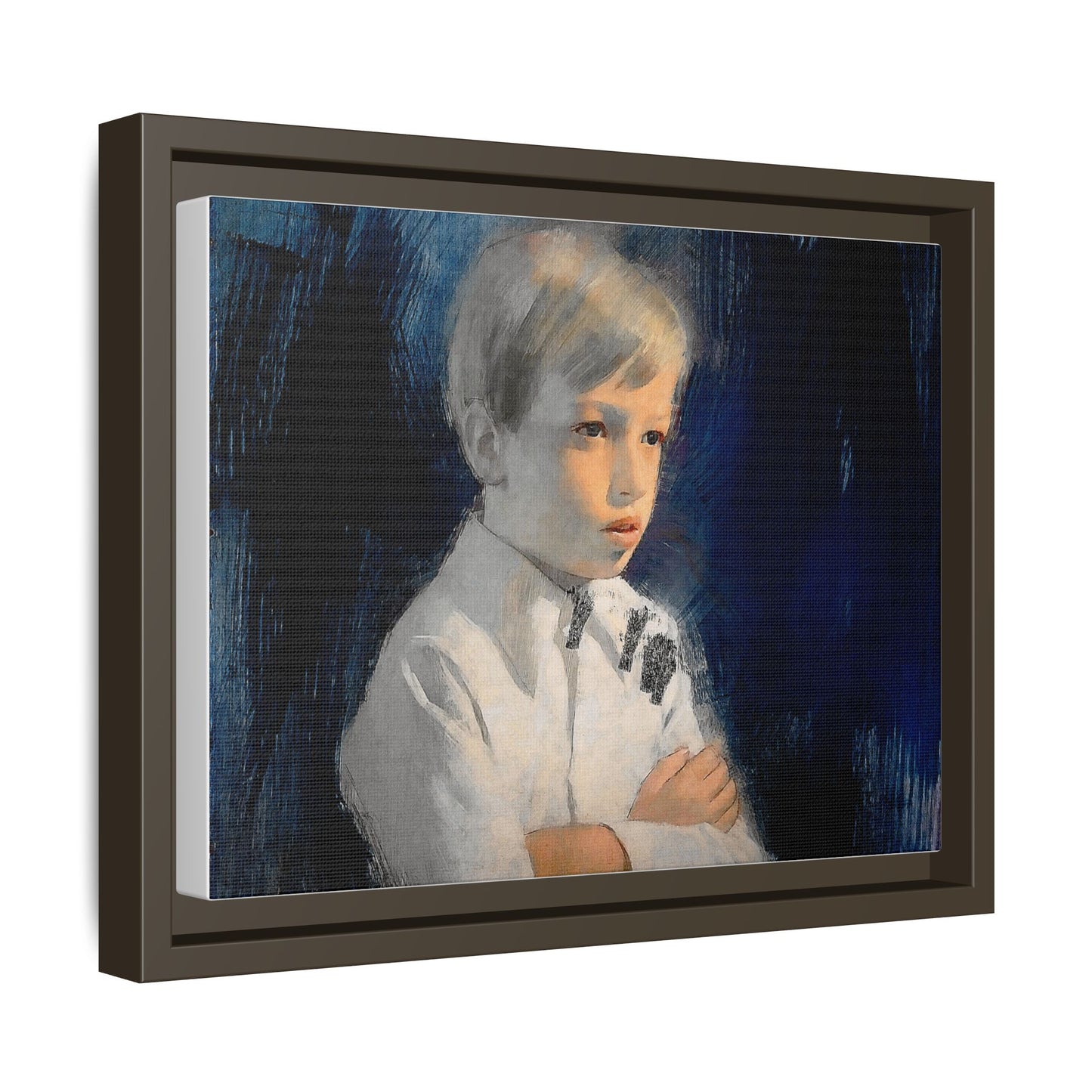 Painting of boy by Unknown Artist Framed Matte Canvas Wall Art Print