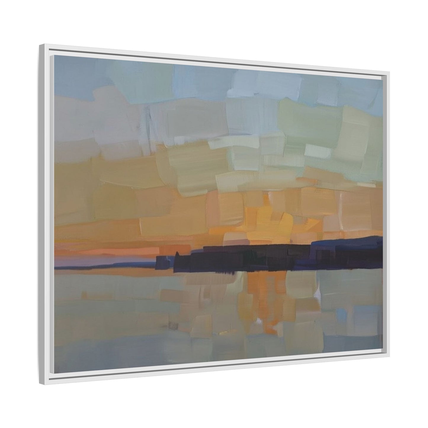 Framed Matte Canvas Sunset Abstract Landscape Art Print