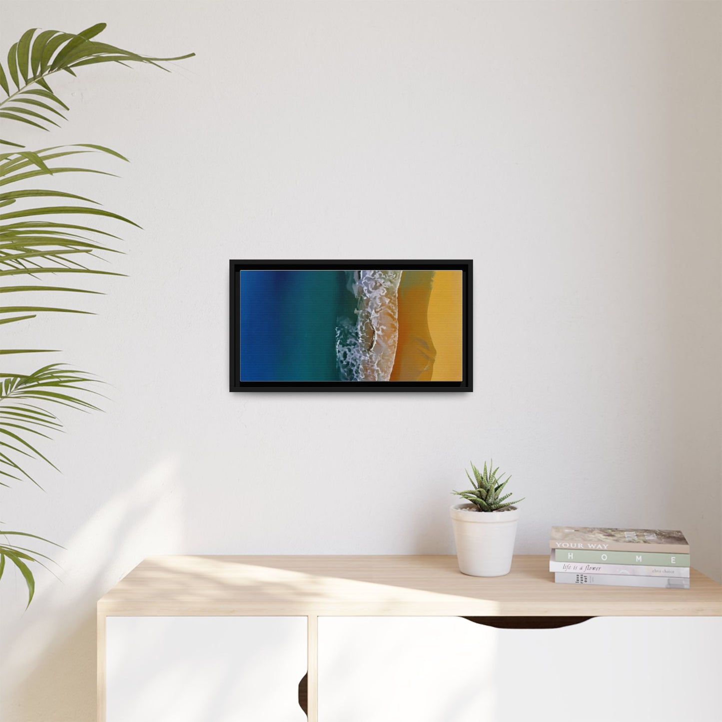 Framed Matte Canvas Seascape Print – Coastal Waves Wall Art