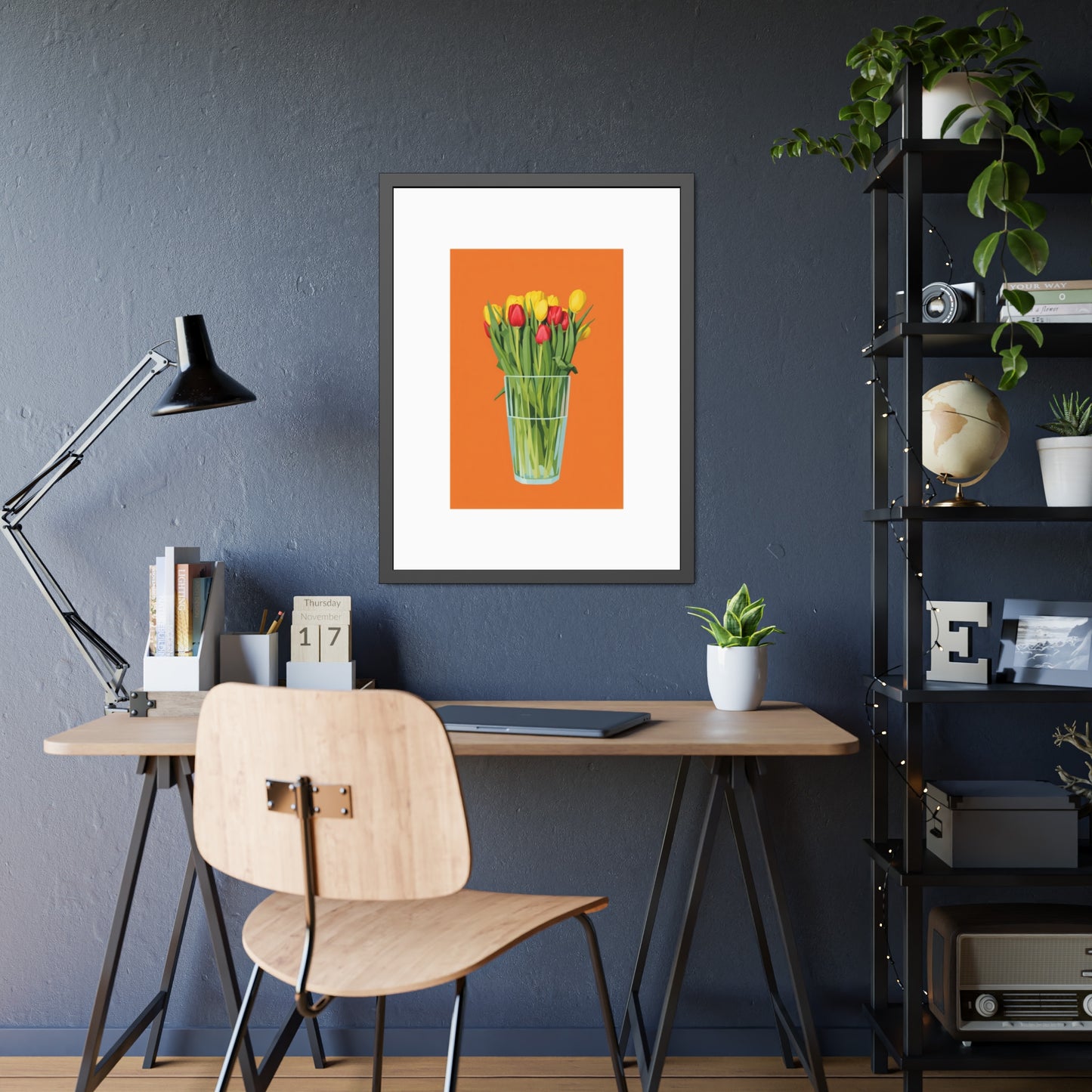 Framed Poster — Colorful Tulip Vase Wall Art (Spring Floral Print)