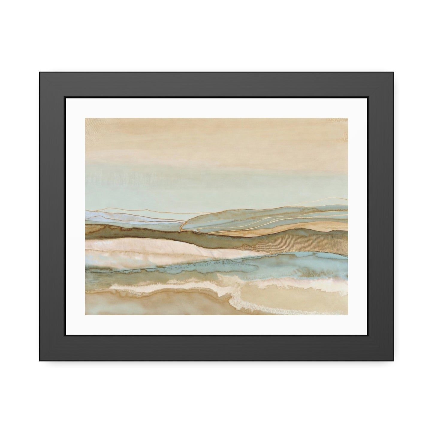 Framed Abstract Landscape Poster — Coastal Watercolor Wall Art