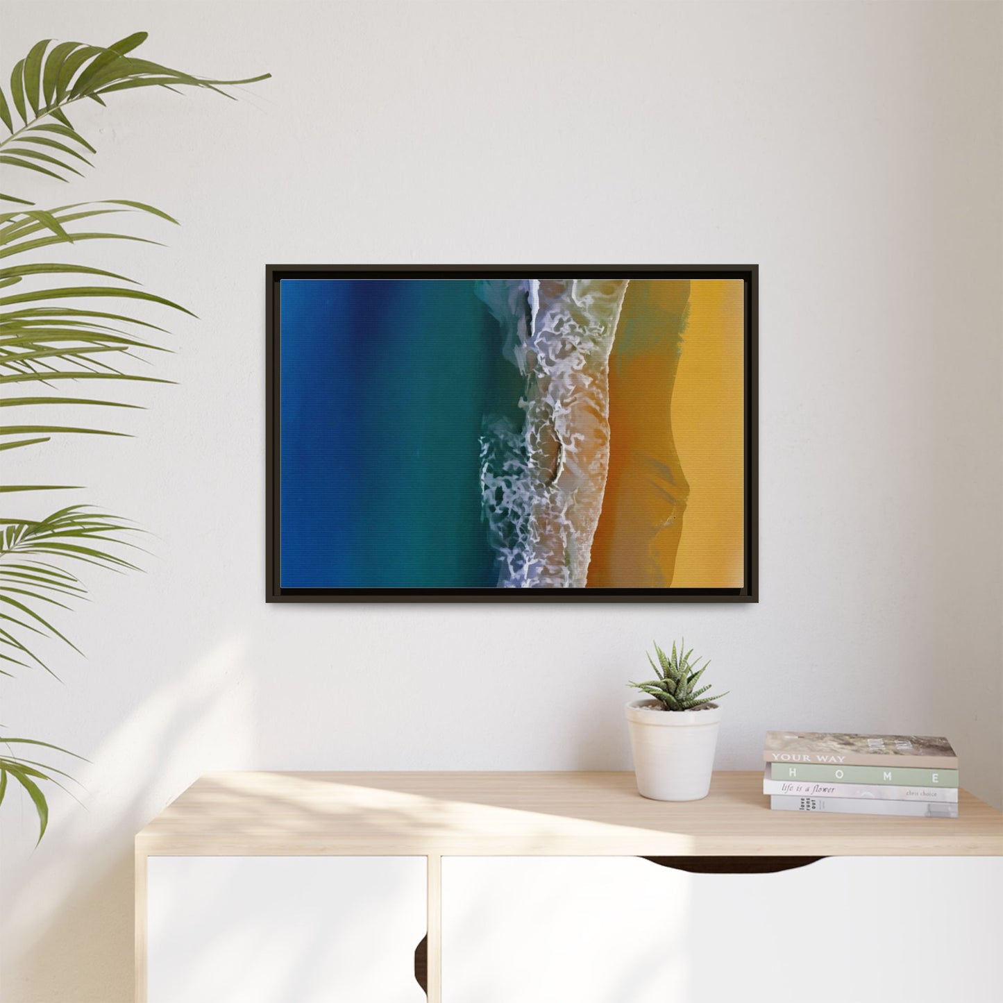 Framed Matte Canvas Seascape Print – Coastal Waves Wall Art