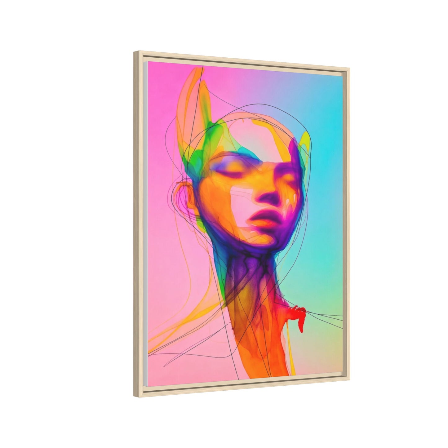 Framed Matte Canvas Art — Vibrant Abstract Portrait Wall Print