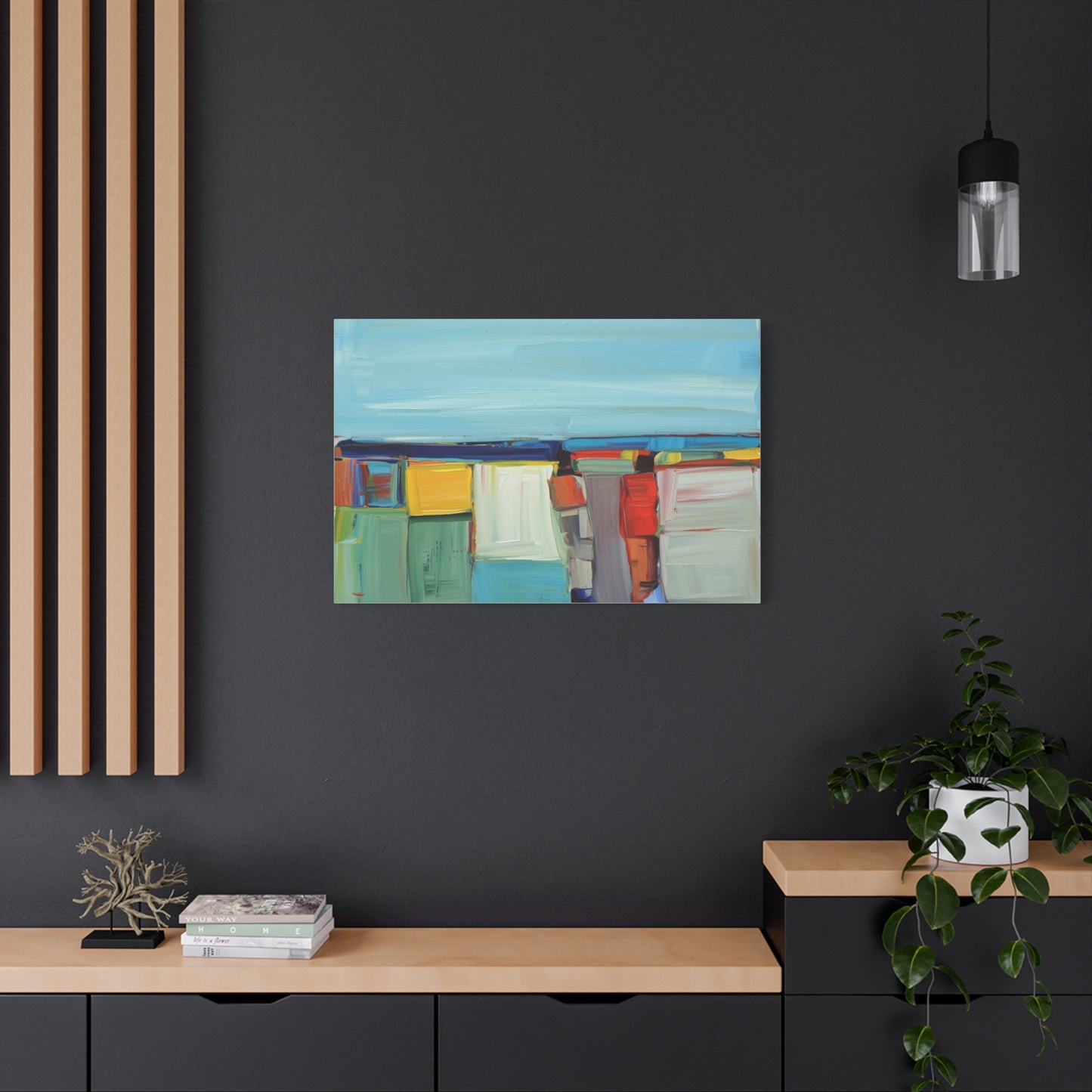 Abstract Coastal Landscape Canvas Print — Colorful Modern Seascape Wall Art