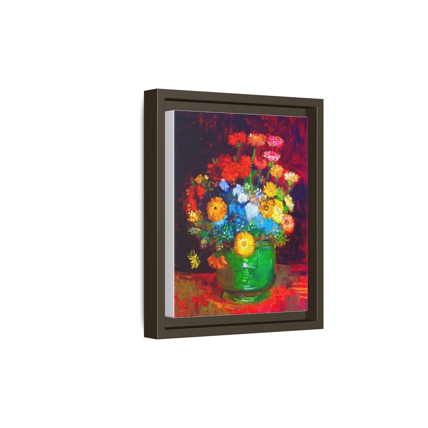 Framed Floral Canvas Print — Colorful Bouquet Wall Art