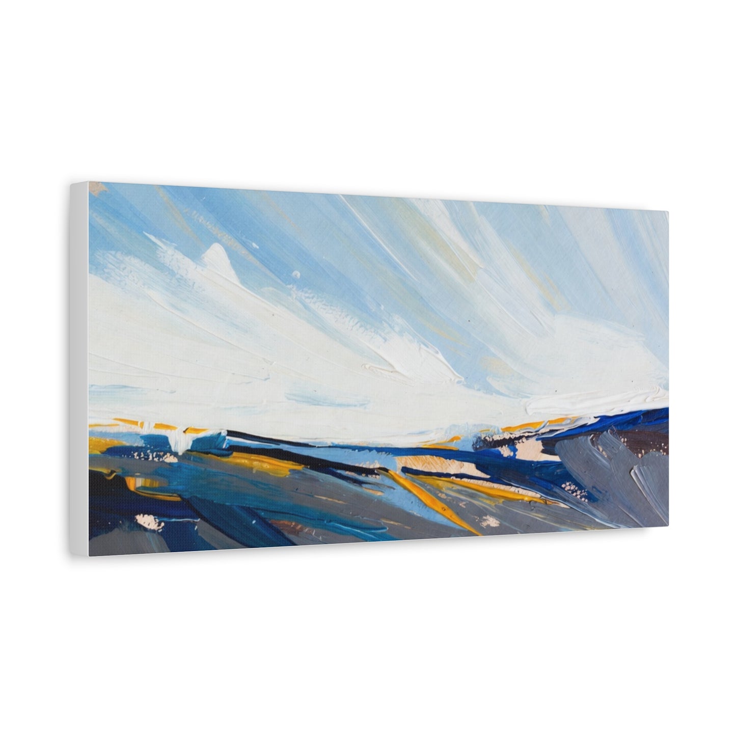 Abstract Coastal Landscape Canvas Print — Blue Sky Seascape Wall Art