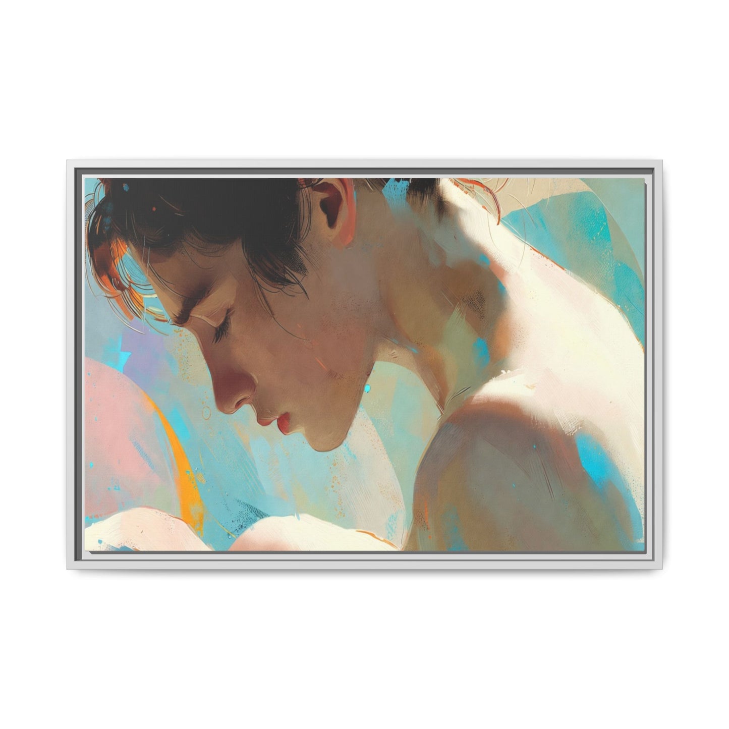 Framed Matte Canvas Print — Dreamy Portrait Art (Multi‑Color)