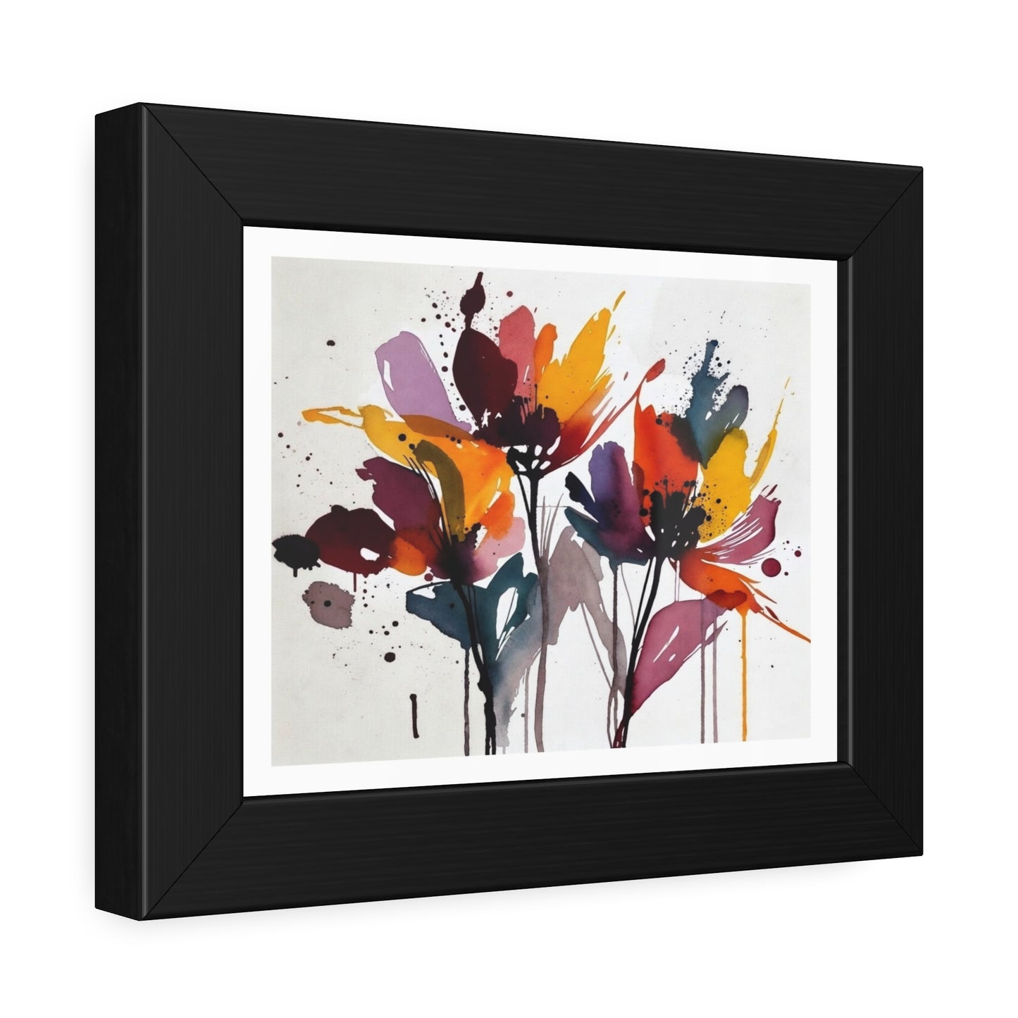 Abstract Watercolor Floral Framed Poster — Colorful Bloom Wall Art
