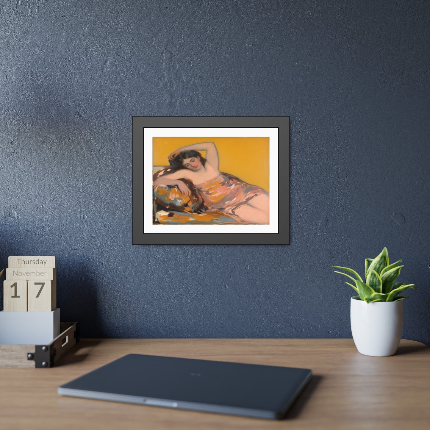 Framed Art Poster — Vintage Reclining Woman Print, Museum-Style Wall Art