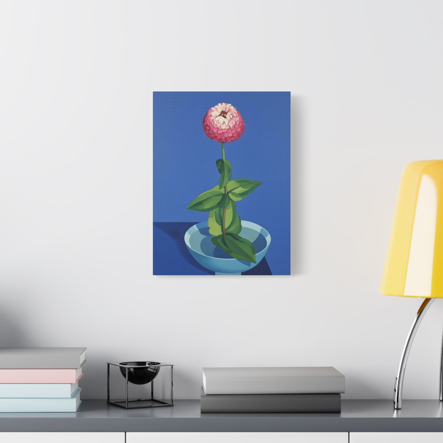 Pink Zinnia Still Life Matte Canvas Wall Art — Stretched 1.25"