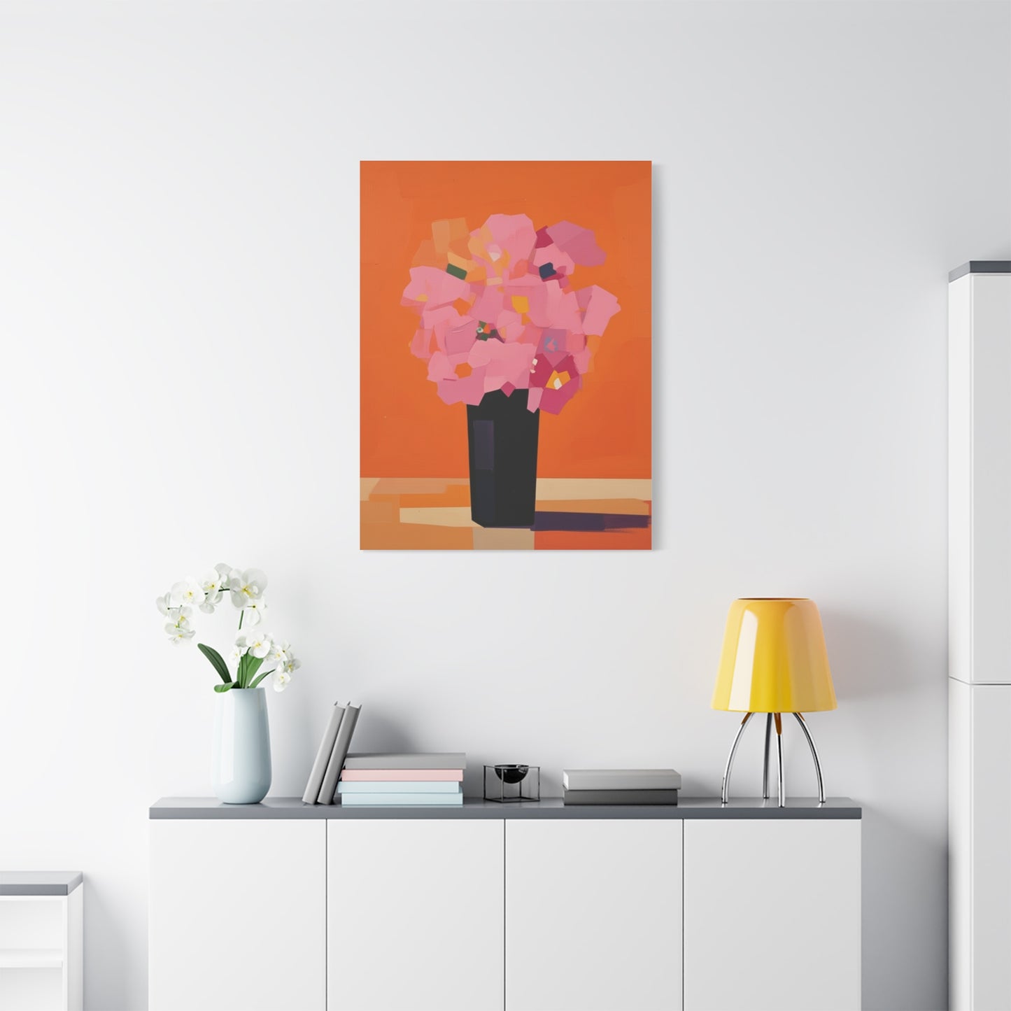Modern Pink Flowers Canvas Print — Abstract Floral Wall Art