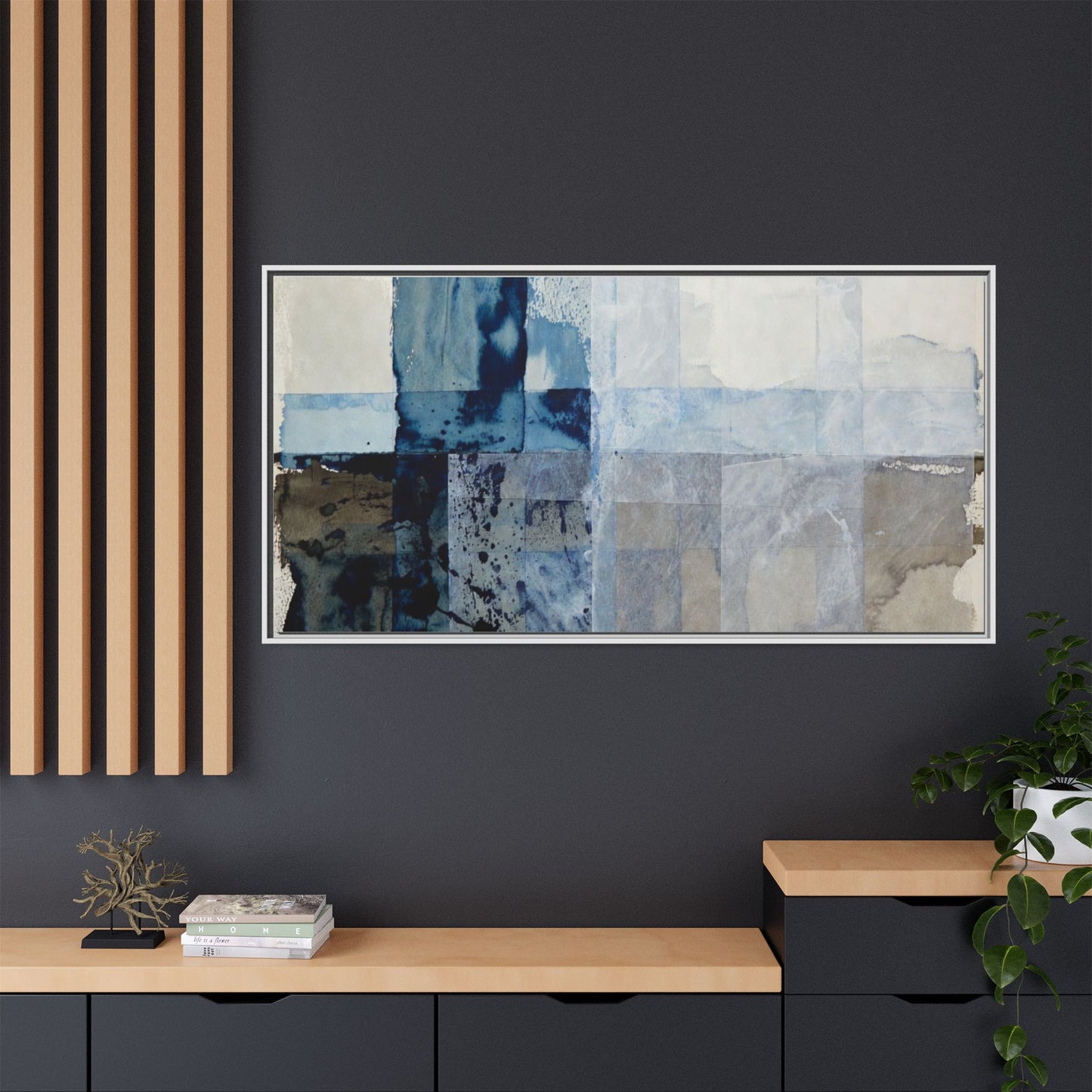 Abstract Coastal Blue Framed Canvas Art
