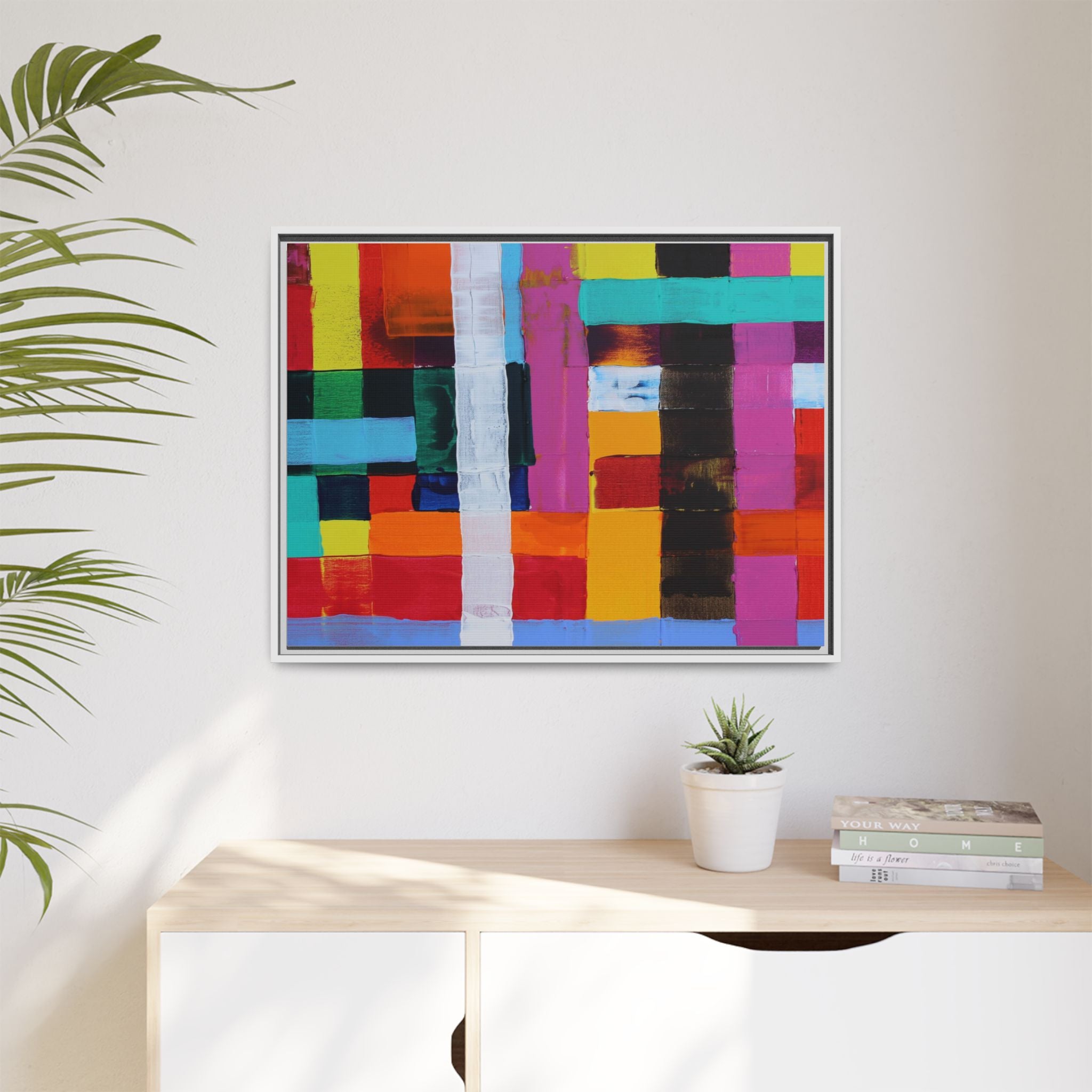 Farbfeld Malerei (Acryl) by Unknown Artist Matte Framed Canvas Wall Art Print