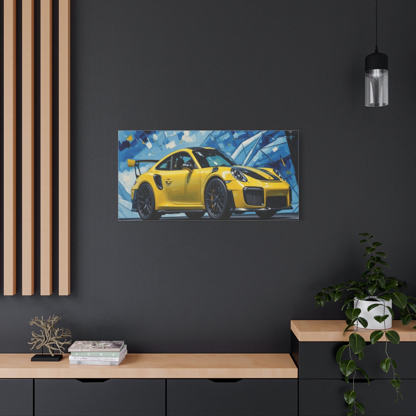 Yellow Porsche Sports Car Canvas Print — Modern Automotive Wall Art