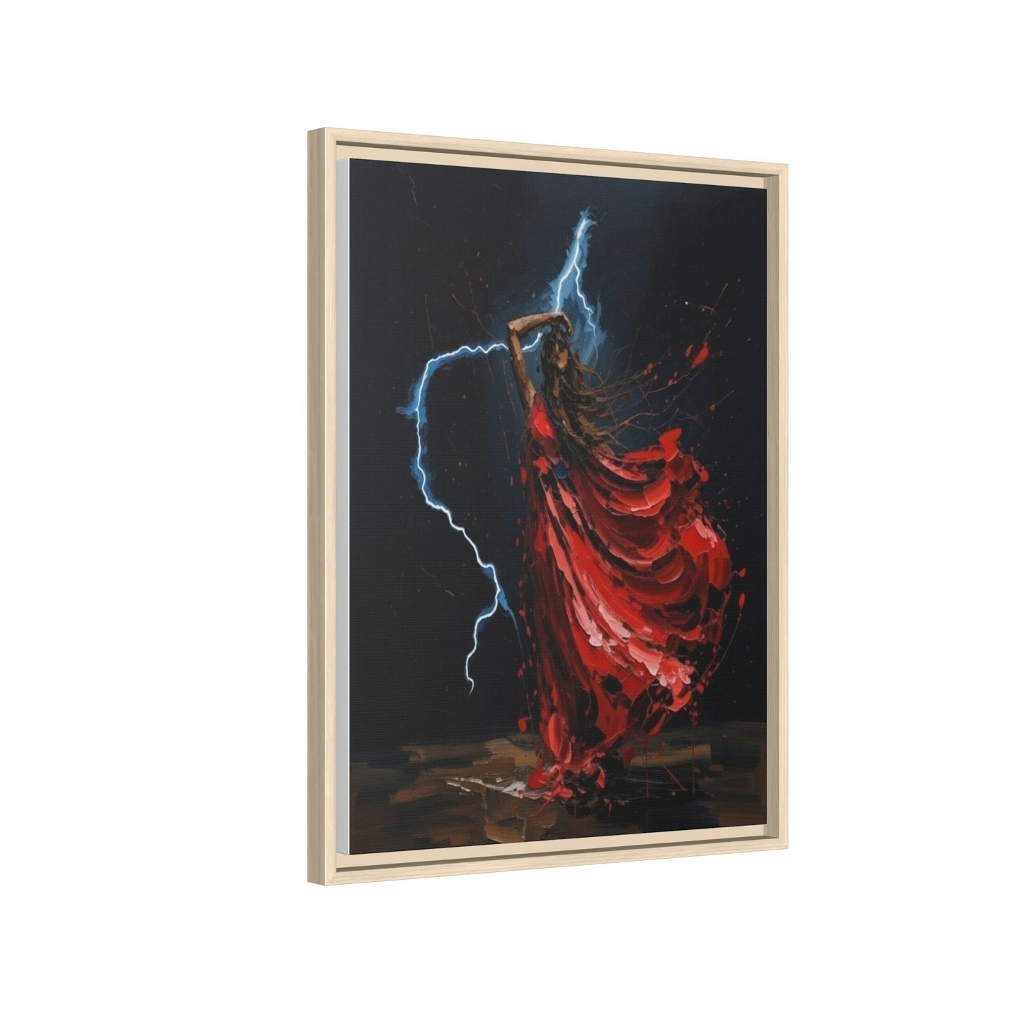 Framed Matte Canvas Print — Red Dancer Lightning Art