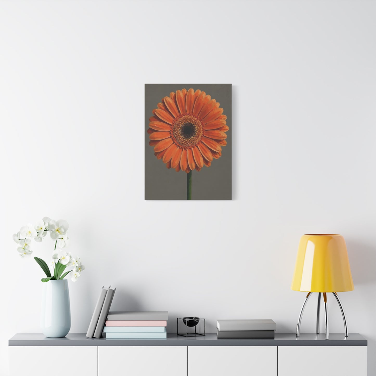 Orange Gerbera Flower Matte Canvas Print — Stretched Wall Art