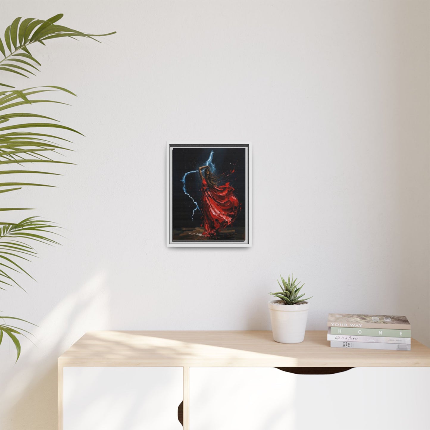 Framed Matte Canvas Print — Red Dancer Lightning Art