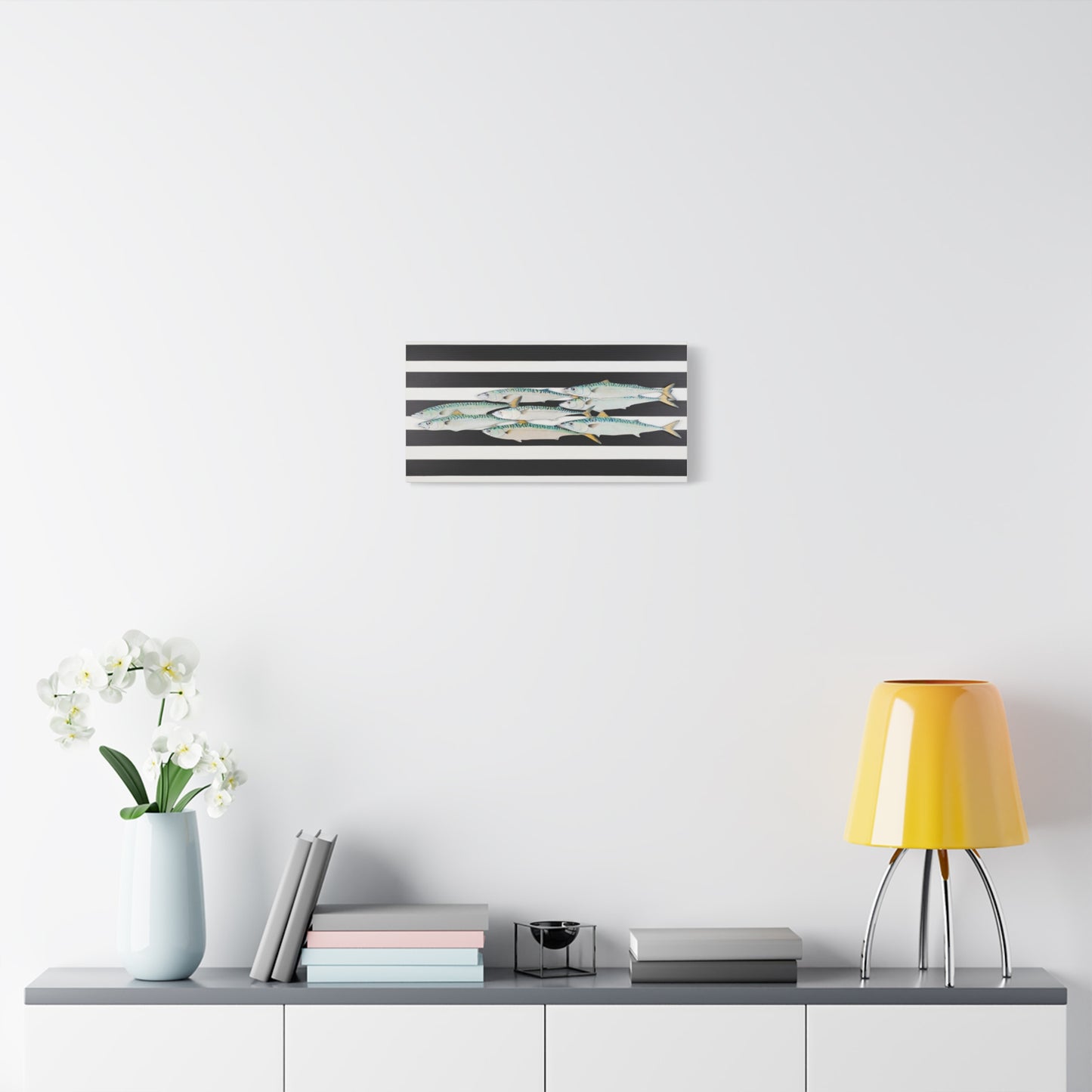 Striped Mackerel School Matte Canvas Print