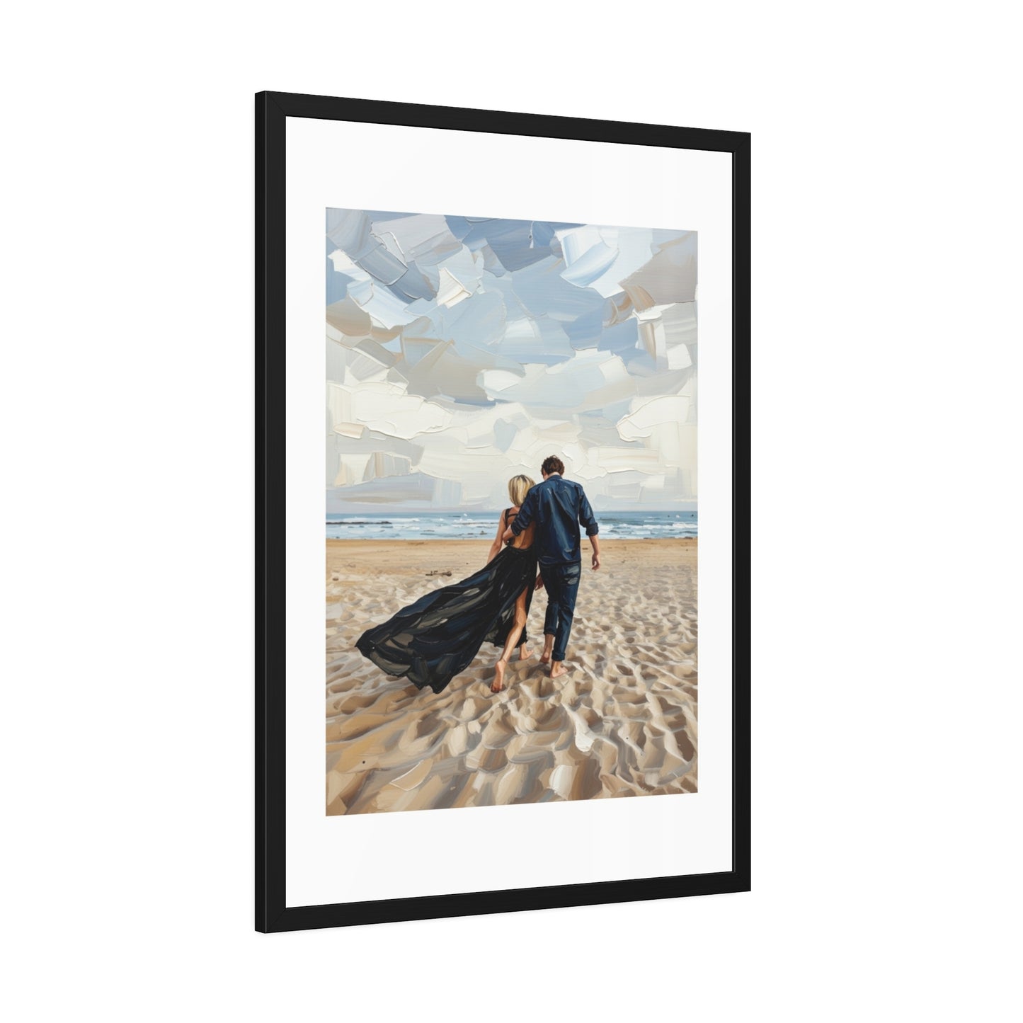 Framed Poster — Romantic Beach Couple Art Print
