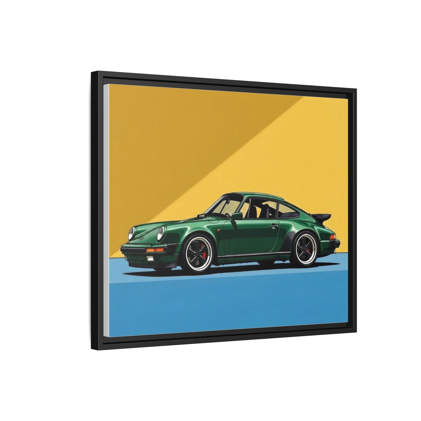 Framed Matte Canvas — Green Sports Car Wall Art