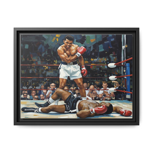 Framed Boxing Ring Canvas Print — Muhammad Ali Iconic Knockout Sport Art