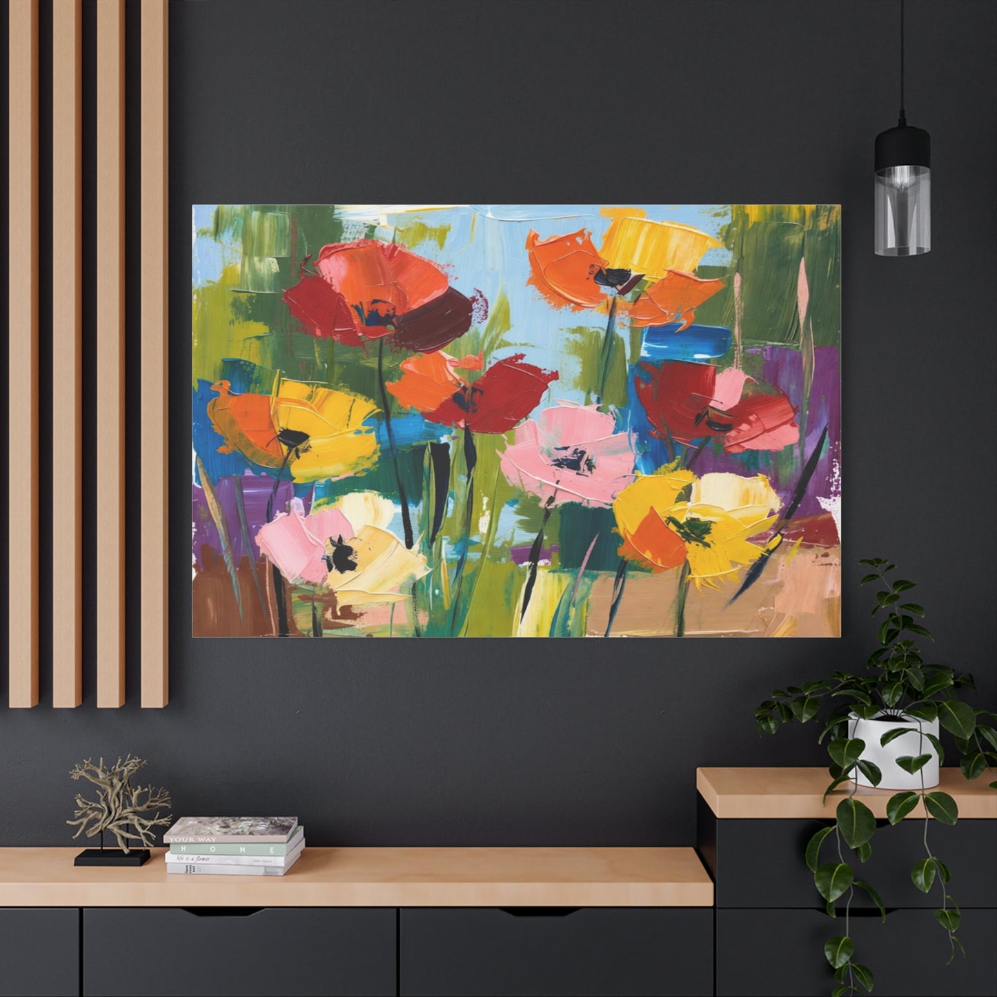 Colorful Abstract Floral Canvas Wall Art — Matte Stretched 1.25"