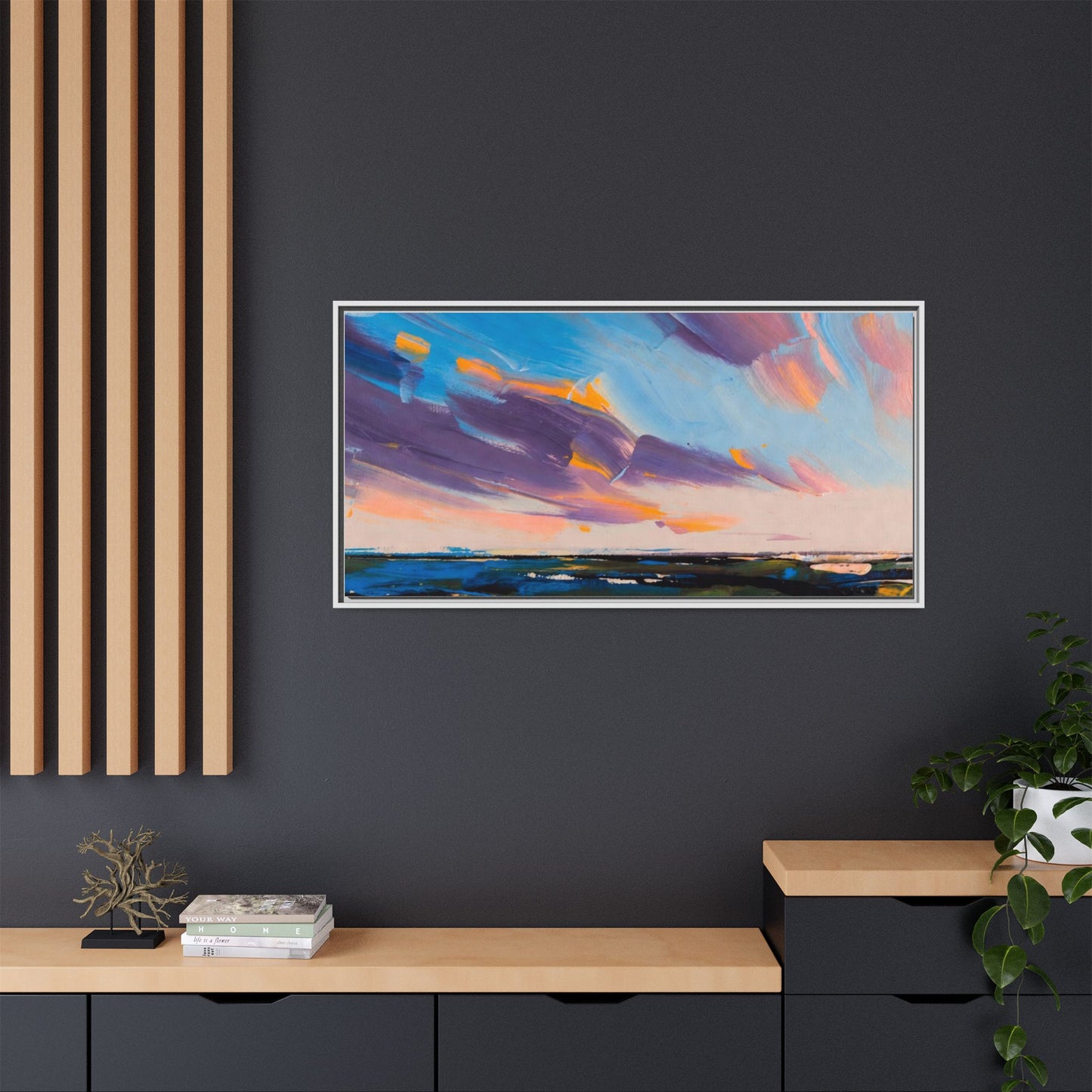Framed Matte Canvas Abstract Seascape Sunset Art Print
