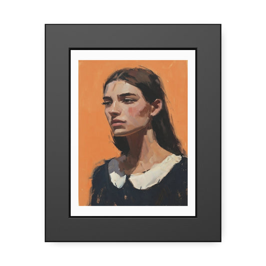 Framed Art Print — Portrait Painting on Orange Background
