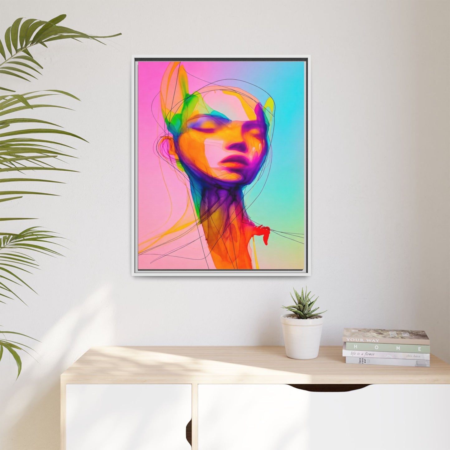 Framed Matte Canvas Art — Vibrant Abstract Portrait Wall Print