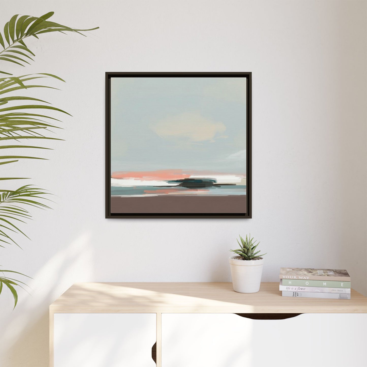 Framed Matte Canvas Print — Soft Coastal Abstract Landscape