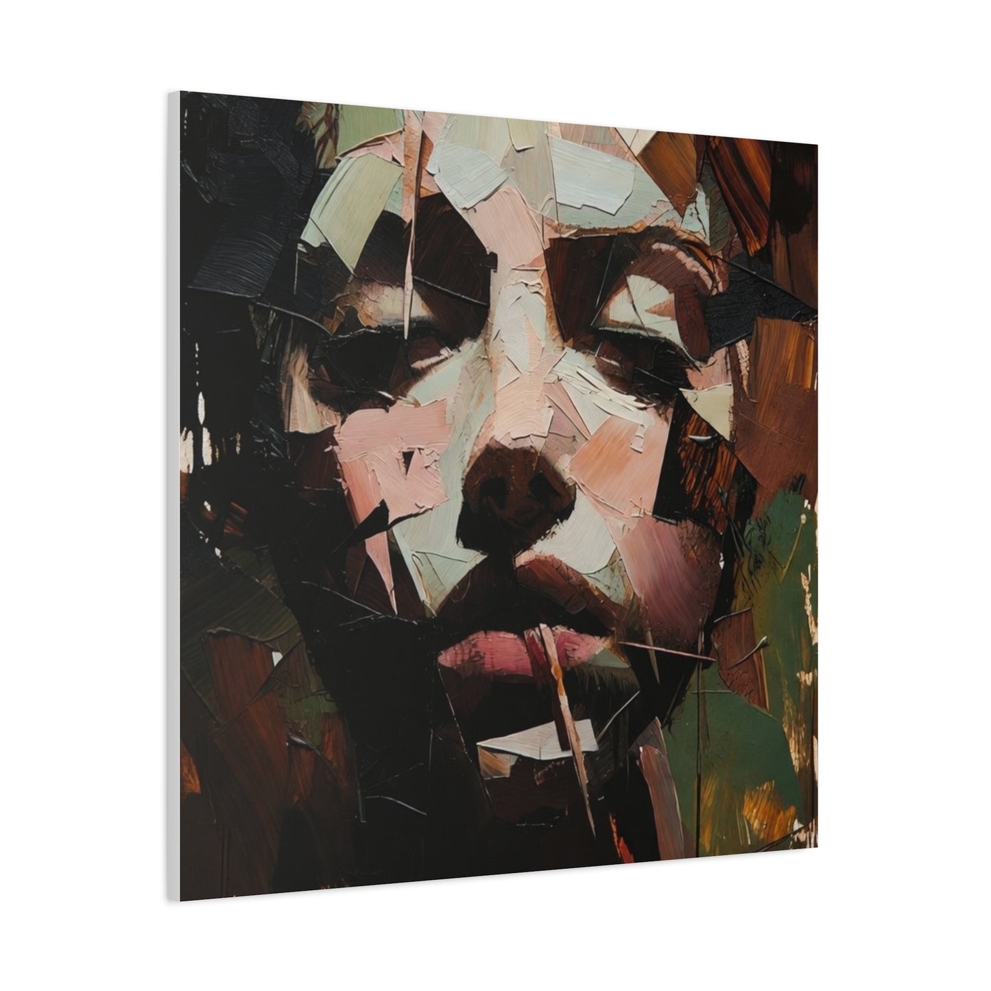 Abstract Portrait Matte Stretched Canvas (1.25") — Contemporary Textured Face Art