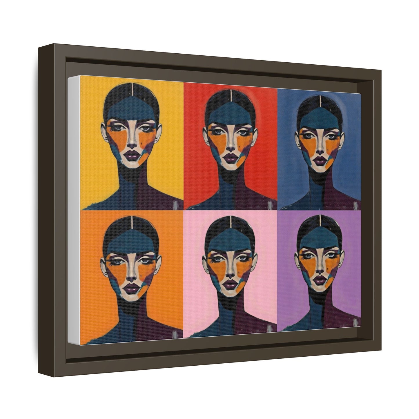 Pop Art Portrait Matte Canvas — Framed Multi-Color Wall Art
