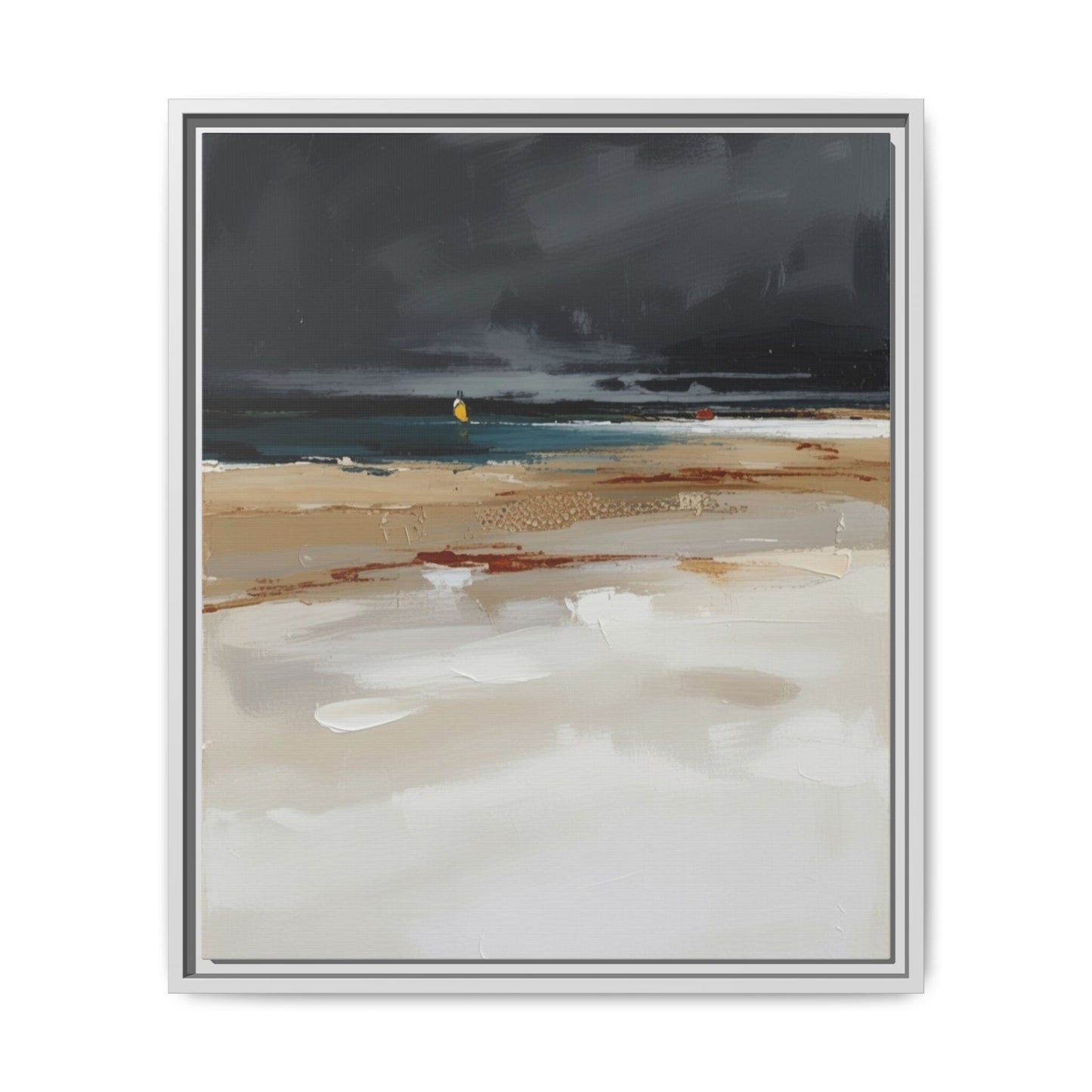 Framed Matte Canvas Beachscape Art Print — Coastal Abstract Wall Decor