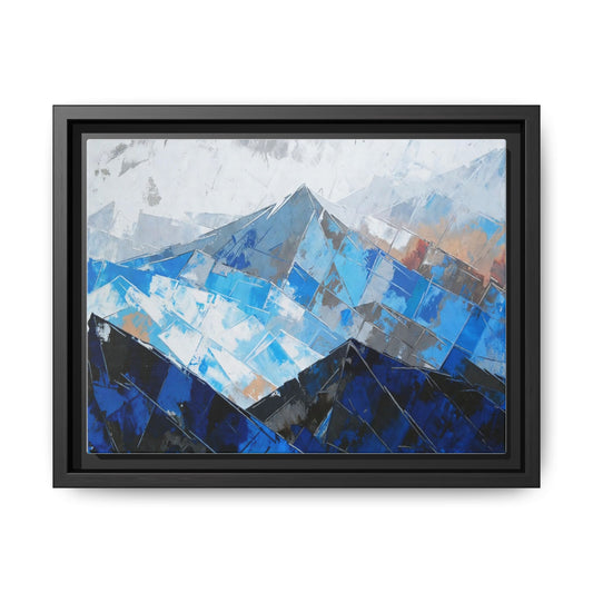 Framed Matte Canvas Blue Mountain Abstract Wall Art